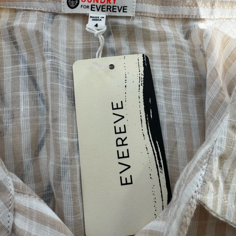 Evereve Cream and Tan Striped Blouse - Picture 5 of 8